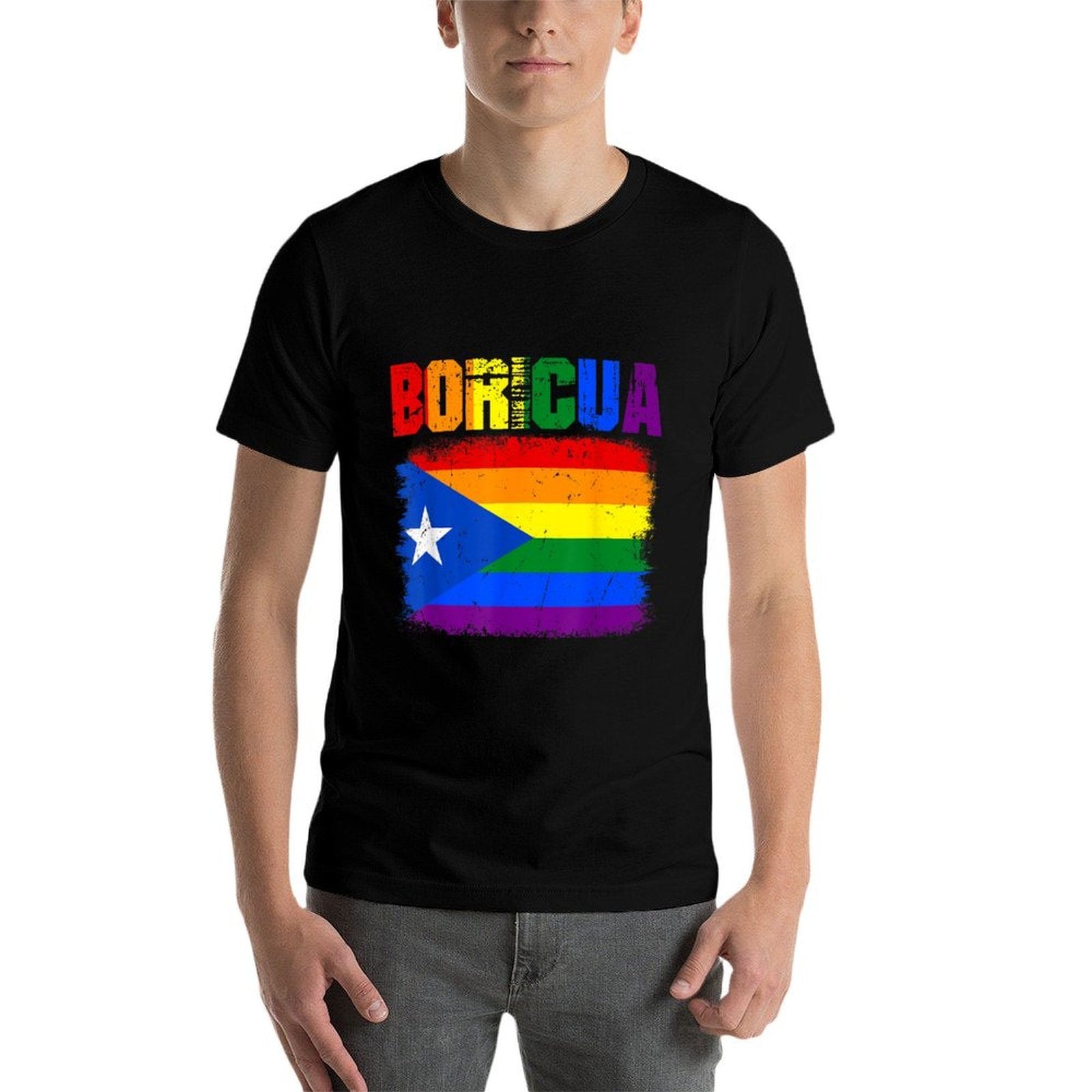 Retro Boricua Gay LGBTQ Pride Ally Puerto Rican Rainbow Comfortable T-Shirt