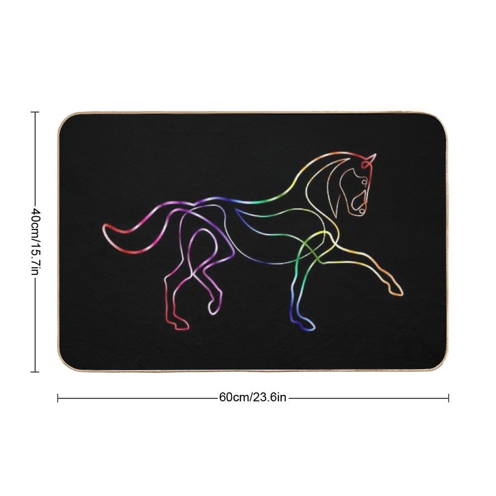 Dressage Horse One Line Art Rainbow  Fade-Resistant Bath Mat