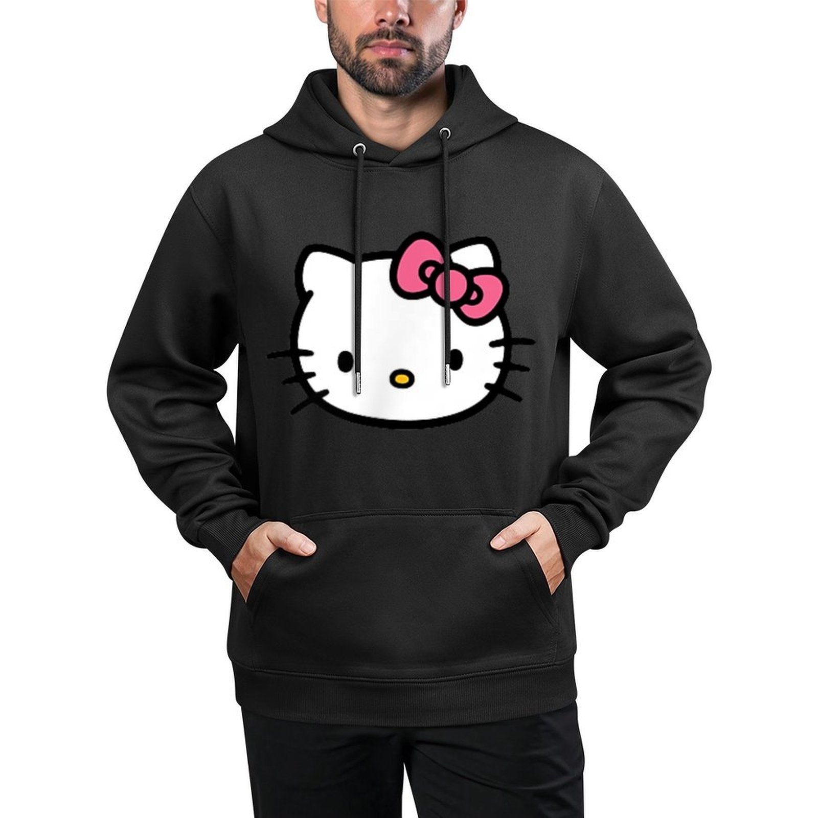Hello Kitty Front And Back Logo Medium-Weight Fabric Hoodie