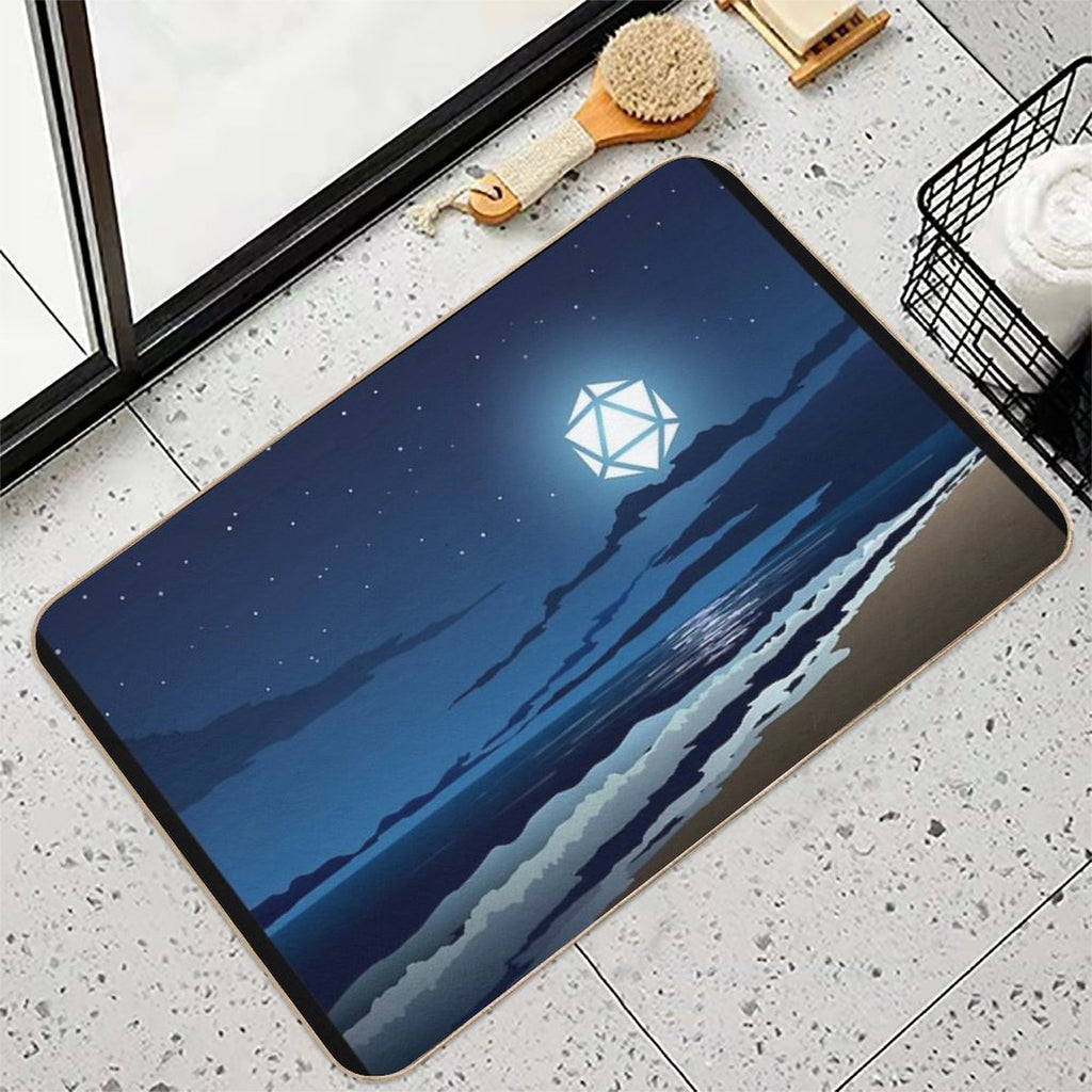 Beach Full Moon D20 Dice RPG Night Roleplaying Landscapes  Easy To Clean Bath Mat