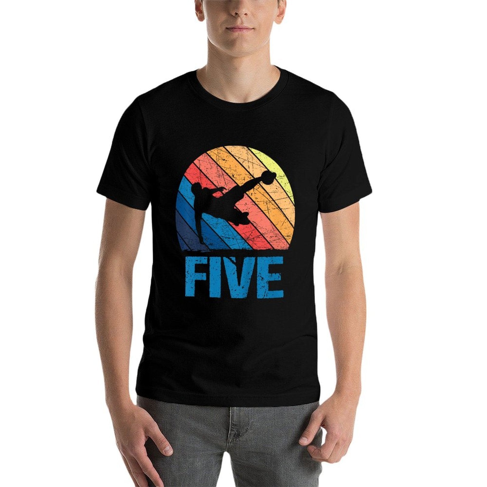 Kids 5th Birthday Retro Soccer 5 Years Old Boy Girl  Easy-care T-Shirt