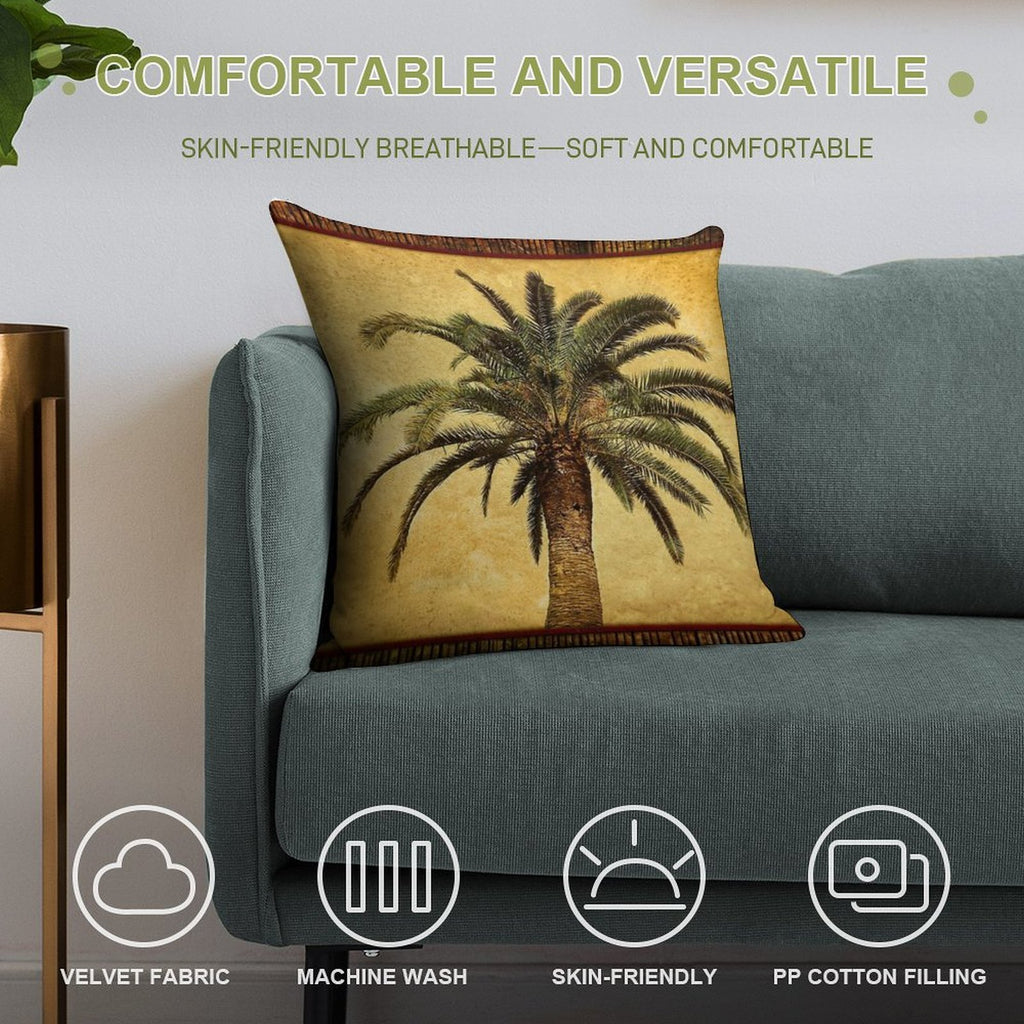 Tropical Retro Palm Tree Vintage Hawaiian Palms Soft Ultra-Soft Texture Throw Pillow
