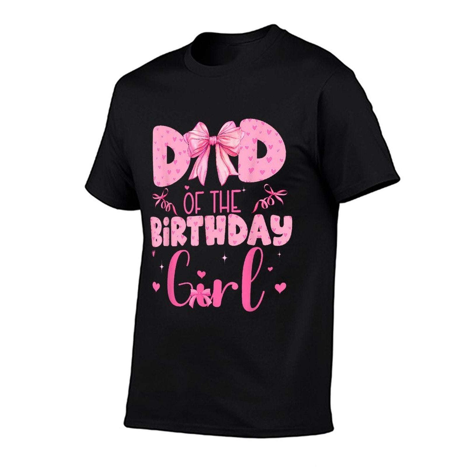 Dad Of The Birthday Girl Family Pink Coquette Bow  Breathable T-Shirt