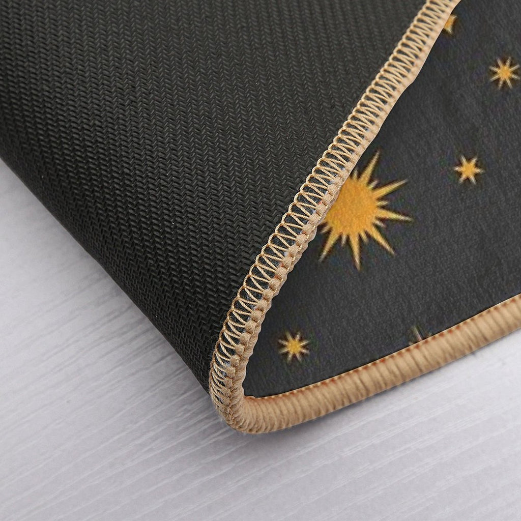 Retro Celestial Pattern 01 - Black  Eco-Friendly Bath Mat