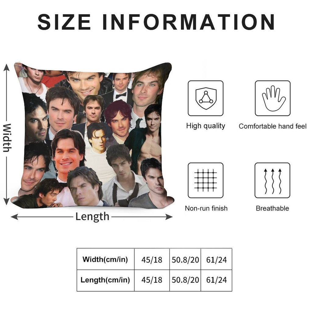 Ian Somerhalder Photo Collage Soft Shrink-Resistant Throw Pillow