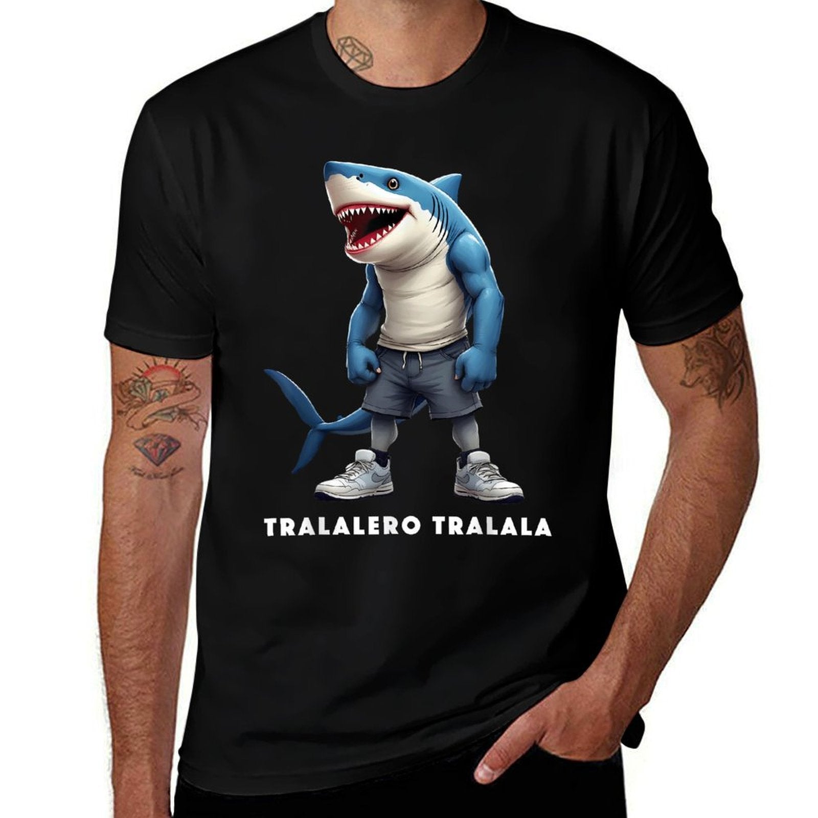 Tralalero Tralala Meme Funny Shark Quote Italian Saying  Eco-friendly Material T-Shirt