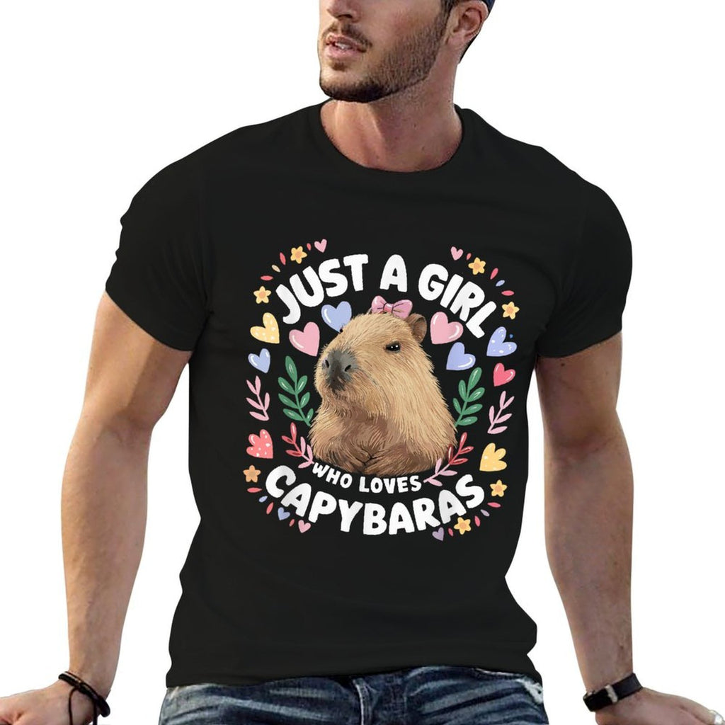 Just A Girl Who Loves Capybaras Cute Capybara Lover Rodent  Rolled Sleeves T-Shirt