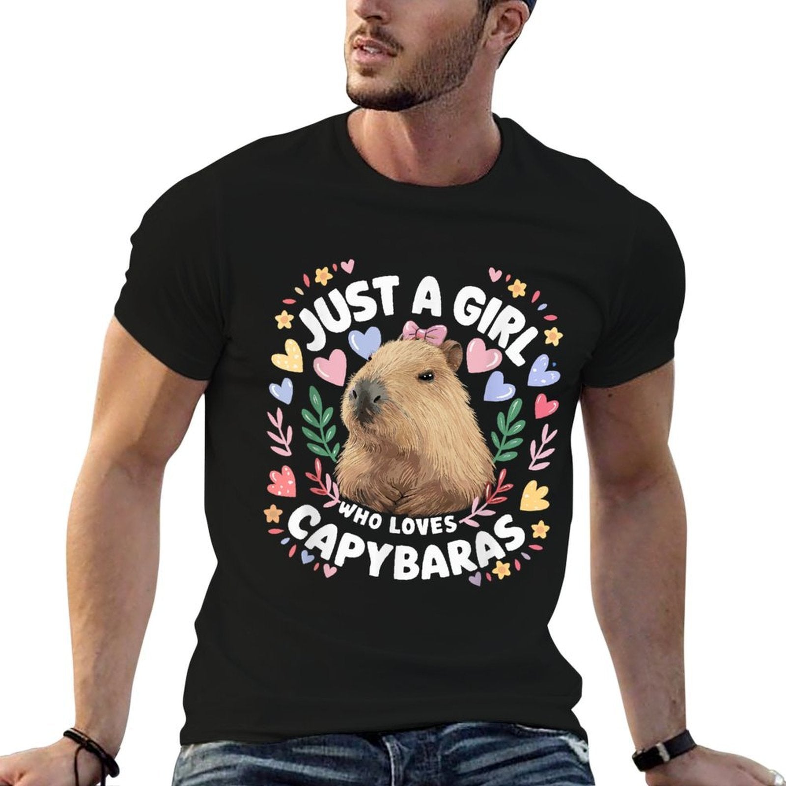 Just A Girl Who Loves Capybaras Cute Capybara Lover Rodent  Rolled Sleeves T-Shirt