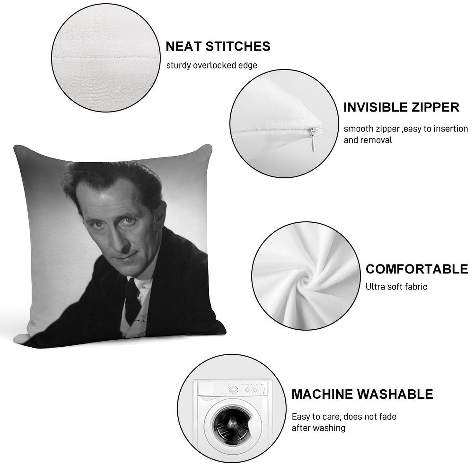 The  Peter Cushing Cushion Soft Easy Maintenance Throw Pillow