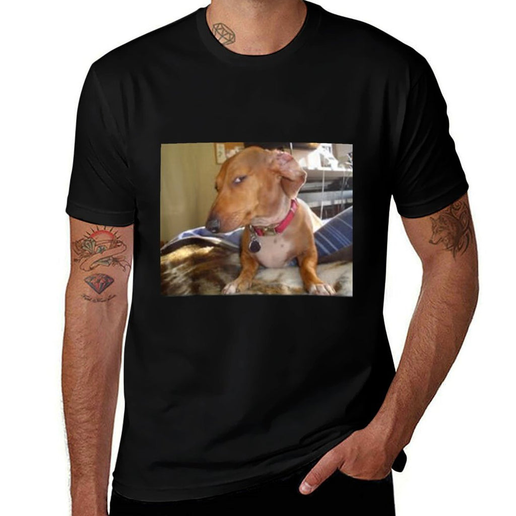 Bombastic Side Eye Dog Funny, Black, Unisex-Adults,,, Meme Animal Print, Modern, All Seasons  Durable T-Shirt