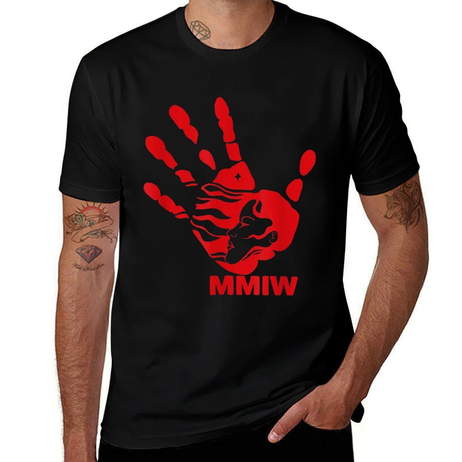 MMIW Red Hand Indigenous Native American MMIW Awareness  Stretchy T-Shirt