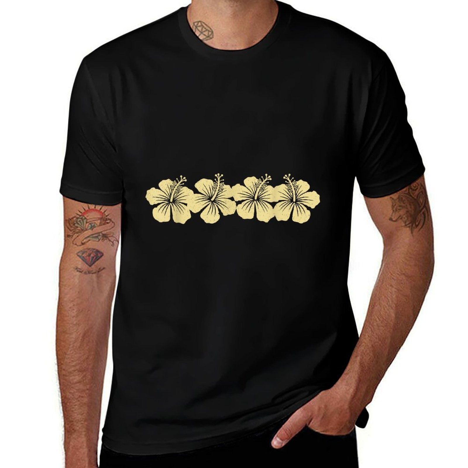 Retro Hawaiian Hibiscus Tropical Floral Flower Beach Vintage  Relaxed-fit T-Shirt