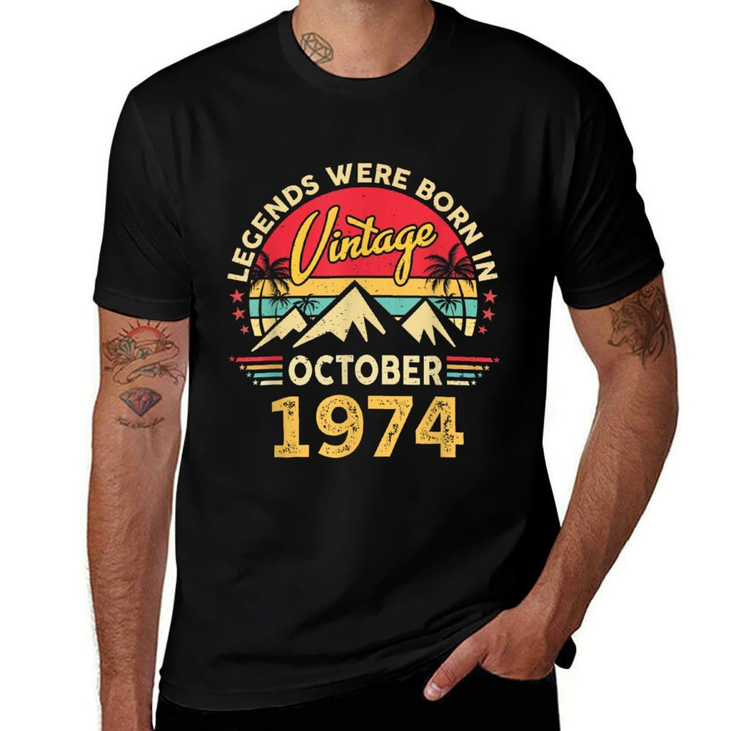 Vintage 1974 Limited Edition October 50th Birthday  High-quality Stitching T-Shirt