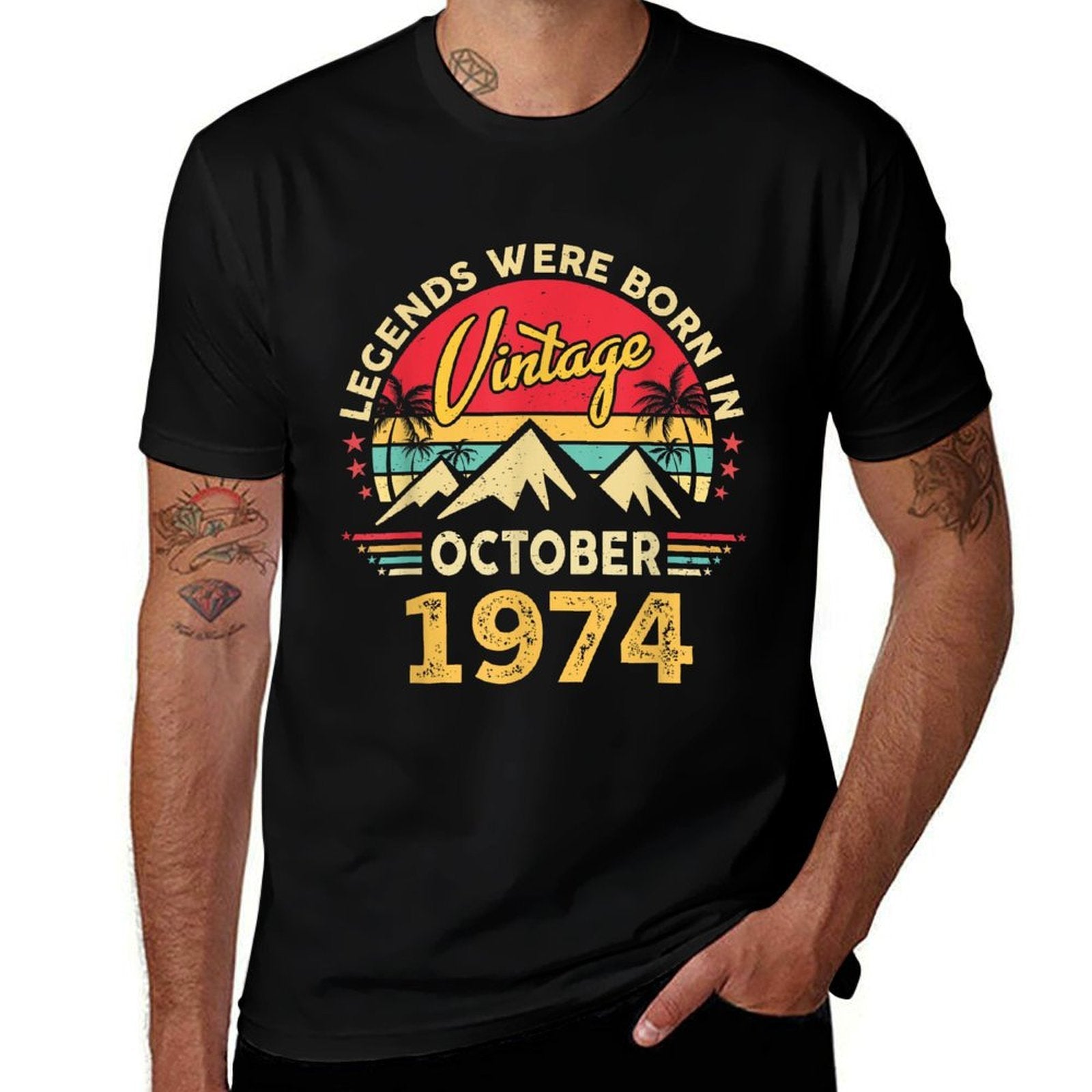 Vintage 1974 Limited Edition October 50th Birthday  High-quality Stitching T-Shirt
