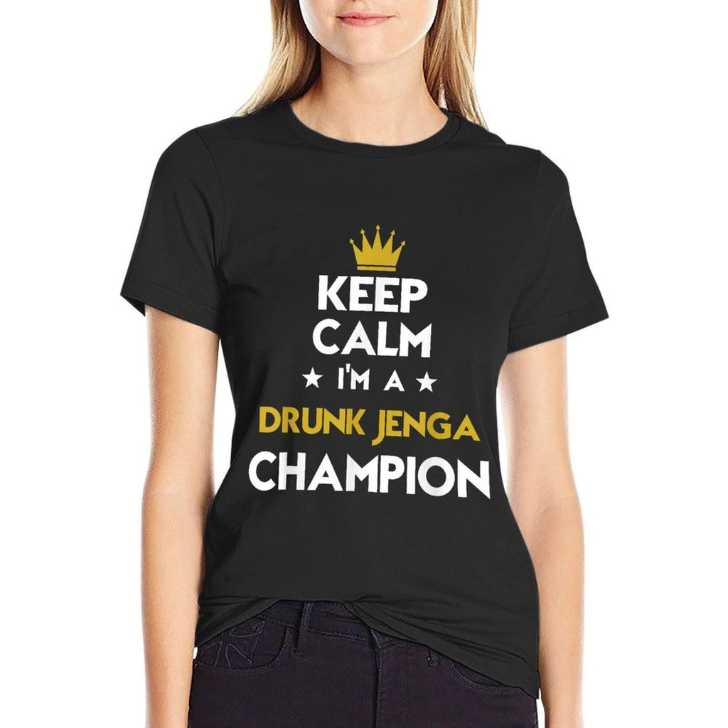 Keep Calm Im A Drunk Jenga Champion Funny Sport Hobby Legen  Polyester Blend T-Shirt