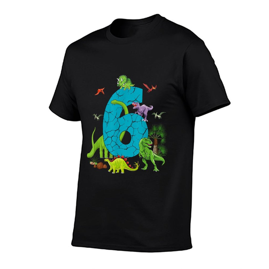 6 Year Old Dinosaur Birthday 6th T Rex Dino Six Saurus  Oversized Silhouette T-Shirt