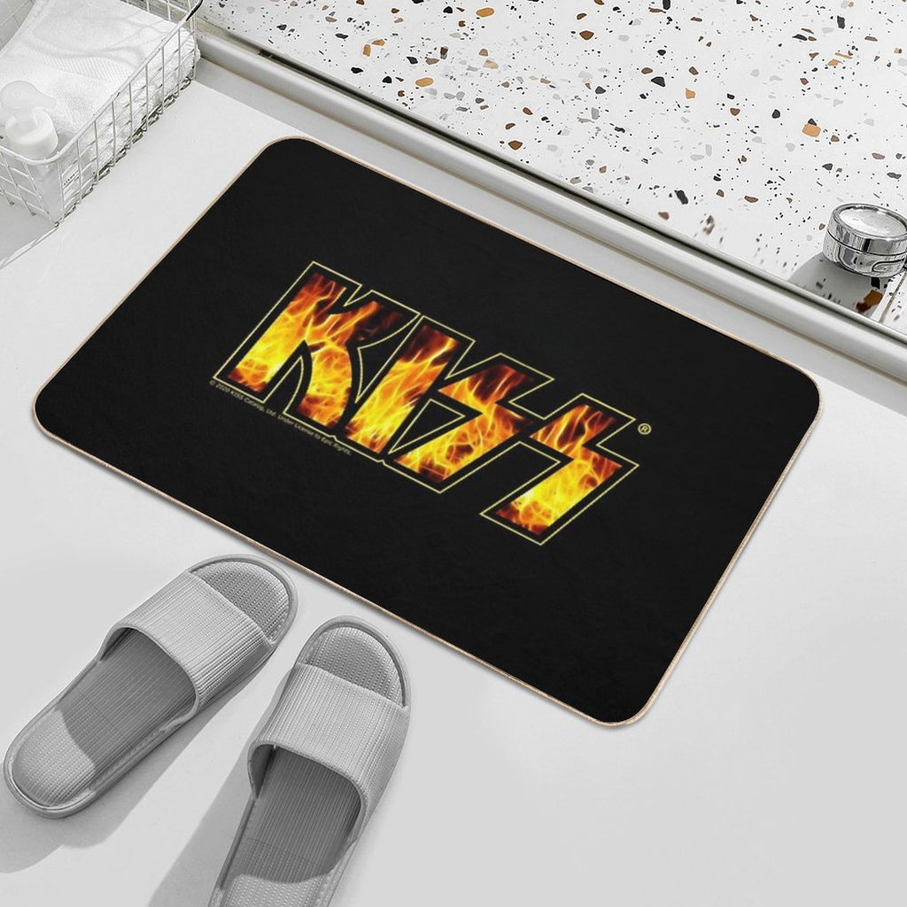 KISS Band Flames Logo Design  Non-Slip Bath Mat
