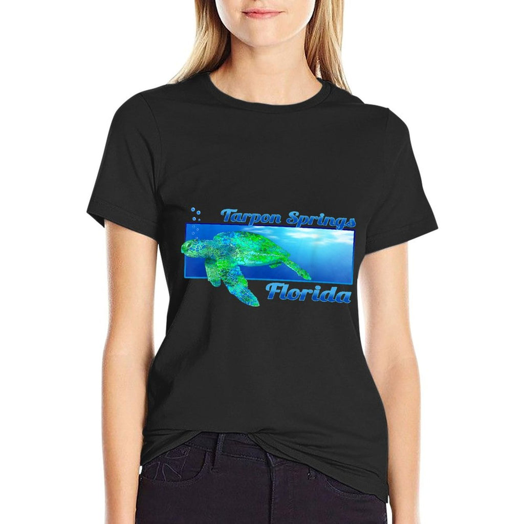 Tarpon Springs Florida Swimming Sea Turtle  High-quality Stitching T-Shirt