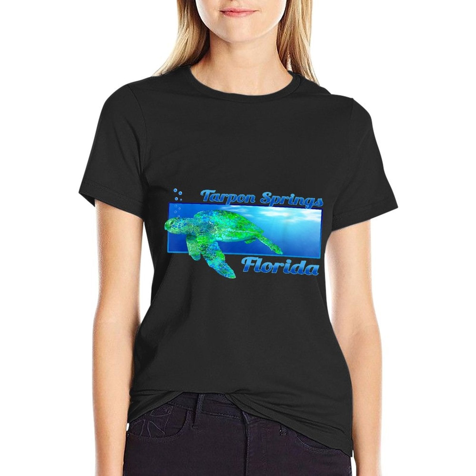 Tarpon Springs Florida Swimming Sea Turtle  High-quality Stitching T-Shirt