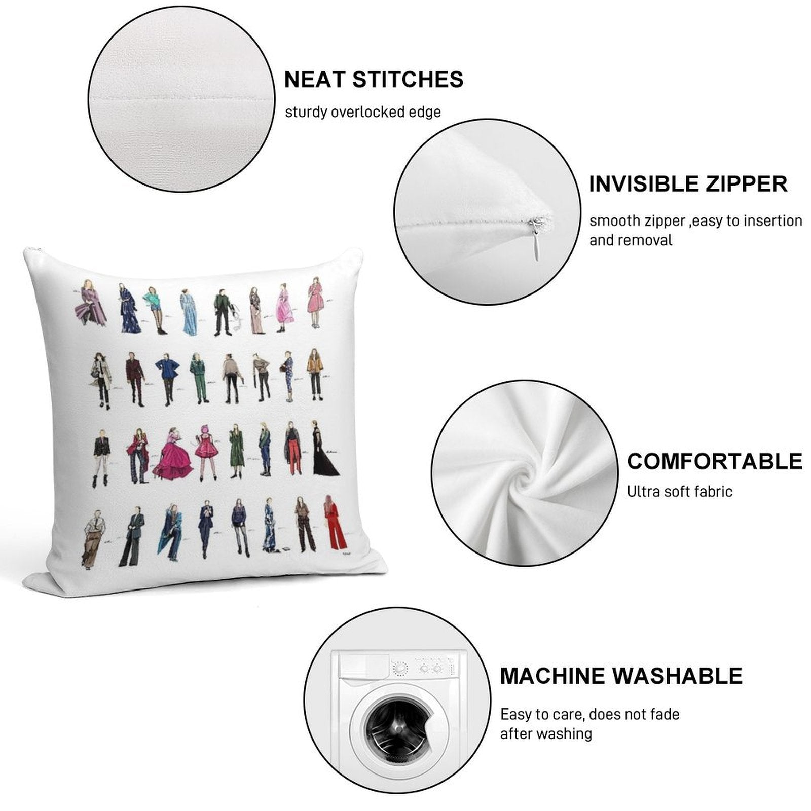Killing Eve Villanelle Fashion Looks Version3.1 Soft Shrink-Resistant Throw Pillow