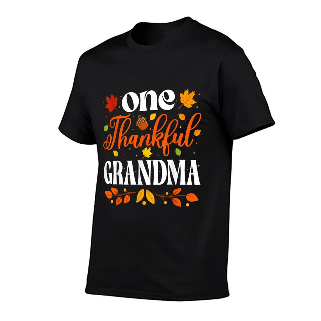 One Thankful Grandma Thanksgiving Family Autumn Fall Grandma  Relaxed-fit T-Shirt