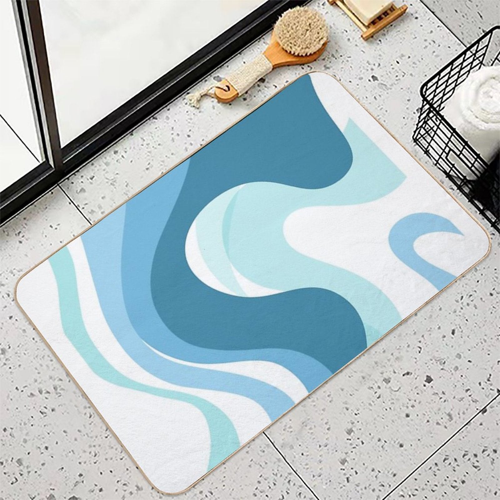 Blue Curve  Fade-Resistant Bath Mat
