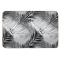 Palm Leaf Print, Gray, Black And White  Fade-Resistant Bath Mat