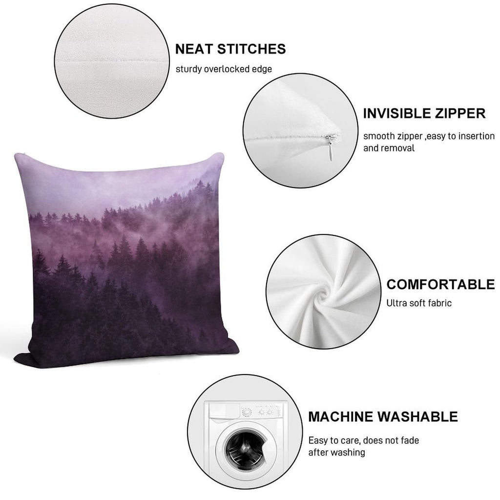 Excuse Me, I'm Lost  Laid Back In A Romantasy Moody Wilderness Dream Forest With Cascadia Trees Covered In Magic Fog Soft Anti-Pilling Throw Pillow