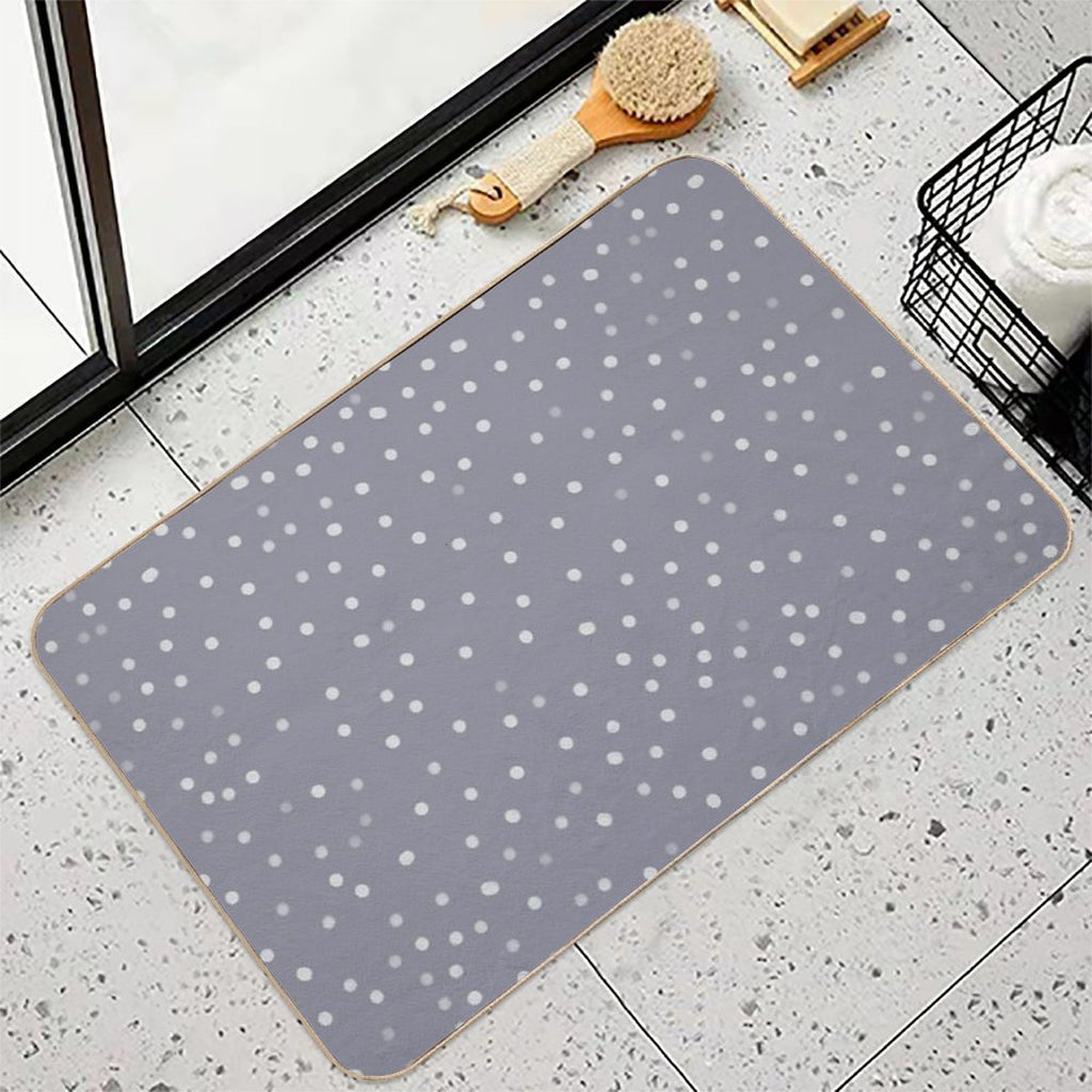 Blue Grey And White Color Polka Dots Design  Non-Slip Bath Mat