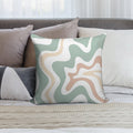 Liquid Swirl Retro Abstract in Light Sage Celadon Green, Light Blush, Cream, And White Soft Shrink-Resistant Throw Pillow