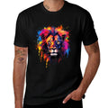 Cool Colorful Lion Head Graphic  Oversized Silhouette T-Shirt