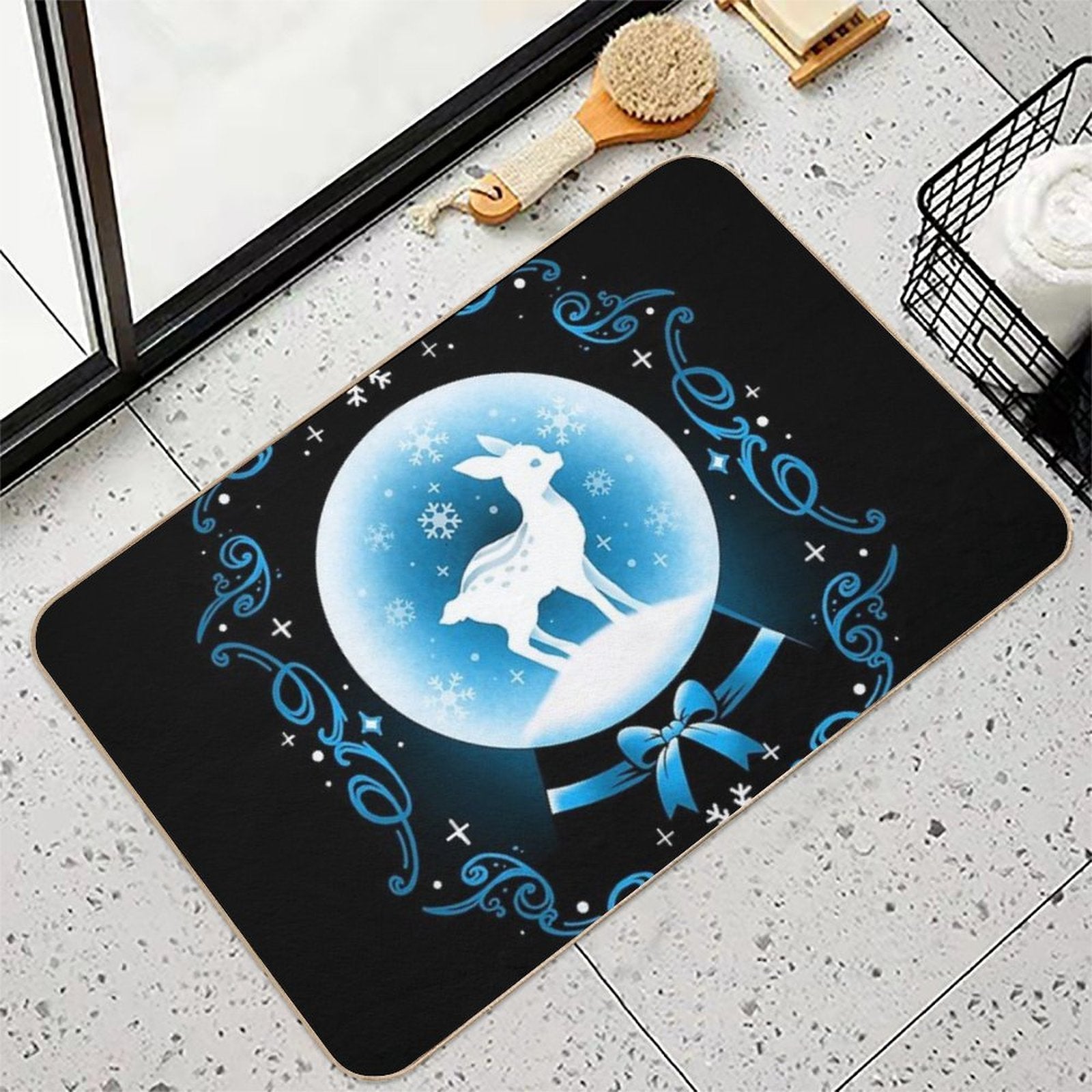 Snow Globe Deer  Absorbent Bath Mat