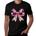 Coquette Bow Bowling Ball Pins Pattern Bowler Pink Mom Girl  Rolled Sleeves T-Shirt