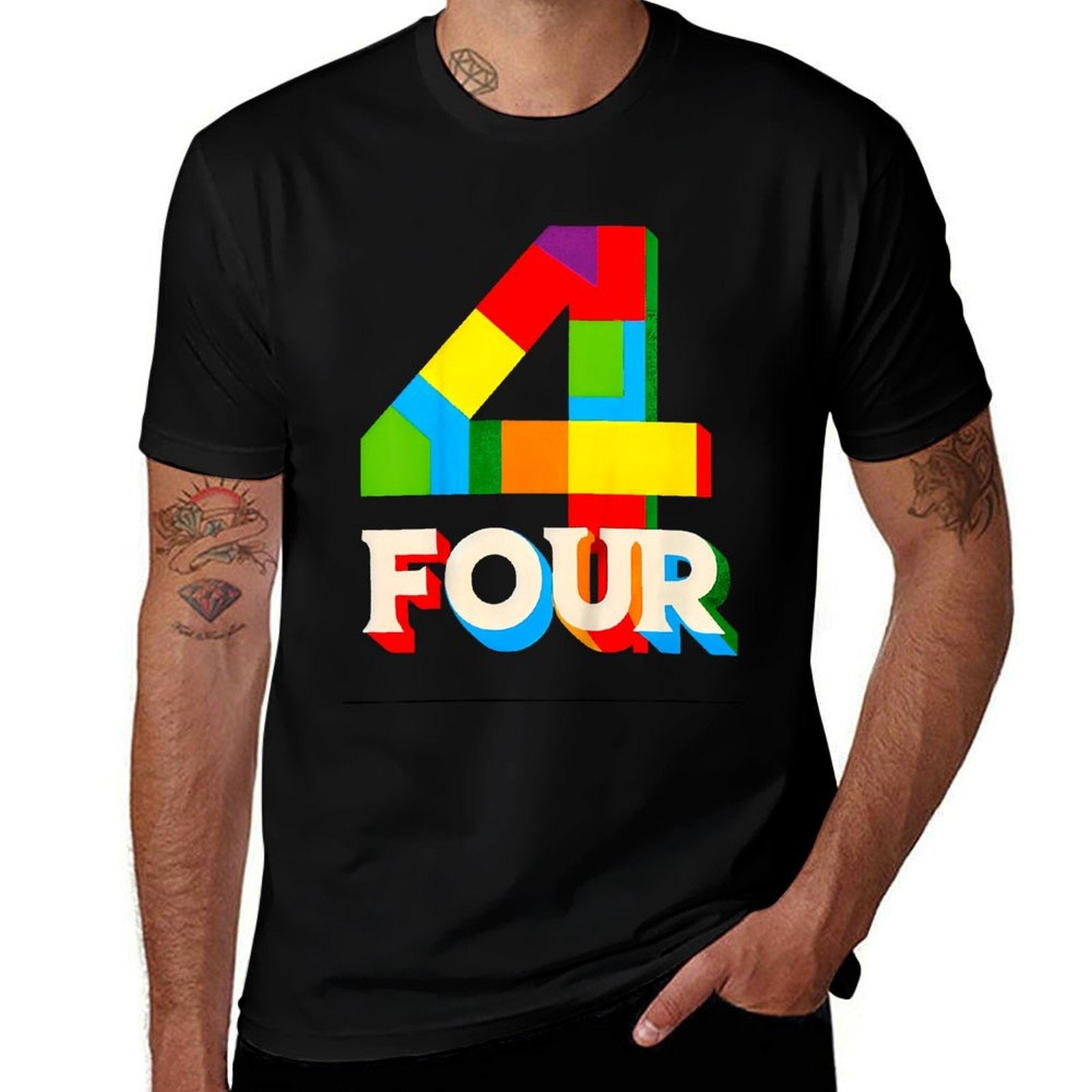 Kids Age 4 Four Year Old Boys 4yr 4th Birthday Toddler Happy Bday  Slim-fit Cut T-Shirt