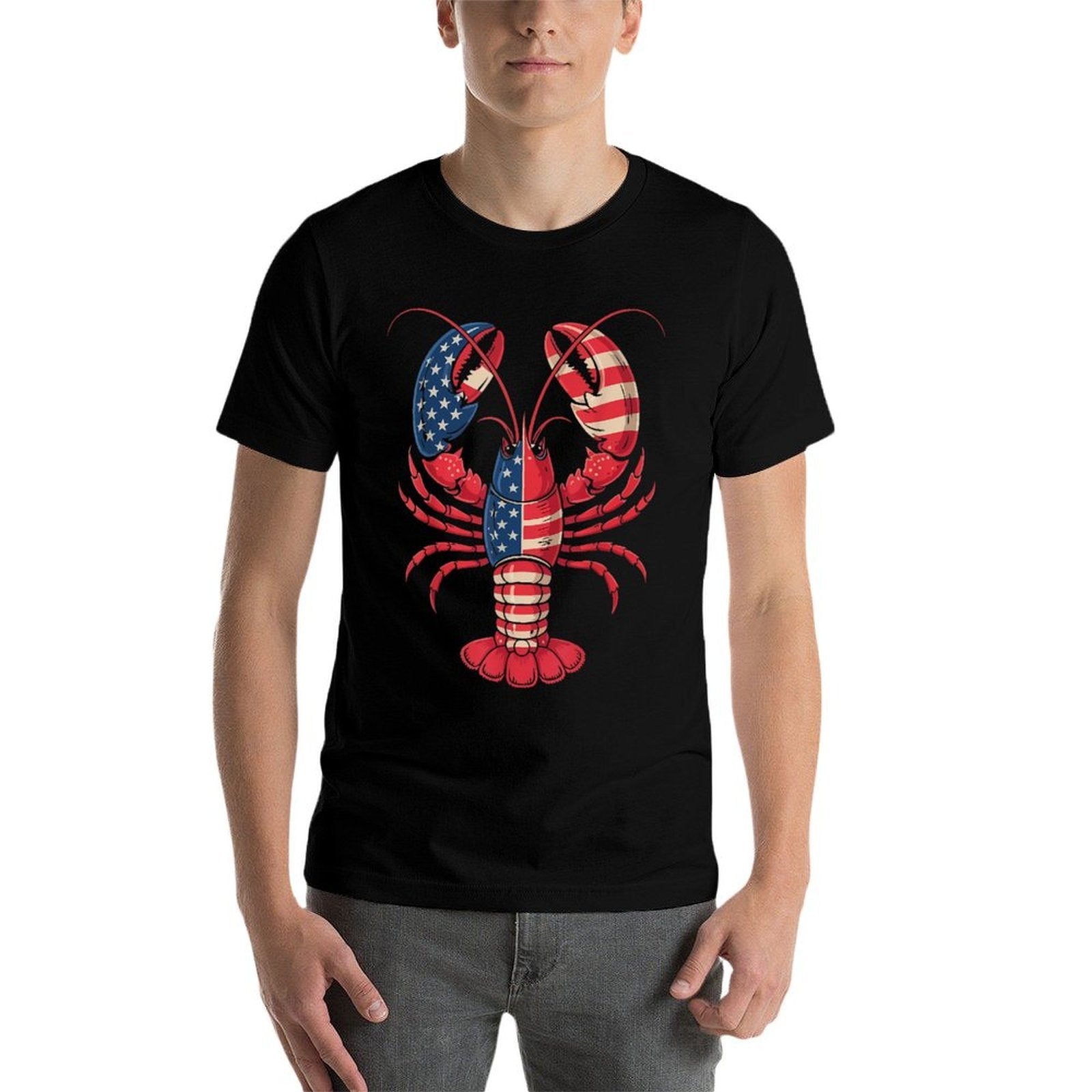 American Lobster Patriotic Crawfish Season 4th of July  Oversized Silhouette T-Shirt