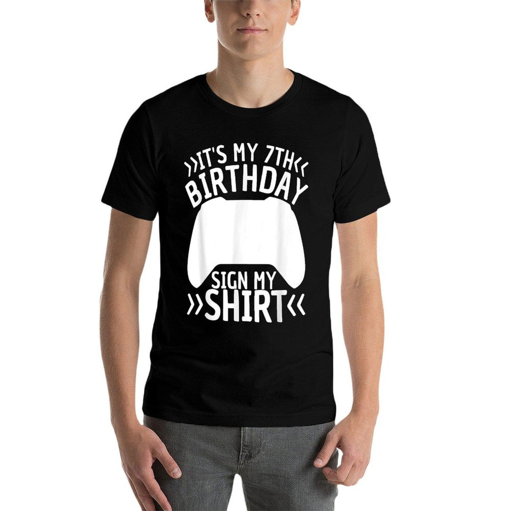 7 Years Old Boys Birthday Gamer It's My 7th Birthday Sign My  Lightweight T-Shirt