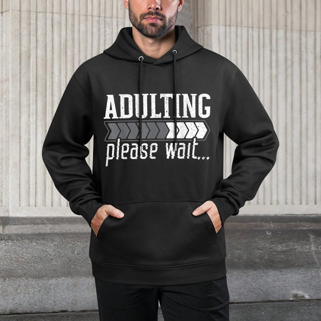 Adulting Please Wait Design Loading Happy 18th Birthday Shrink-Resistant Hoodie