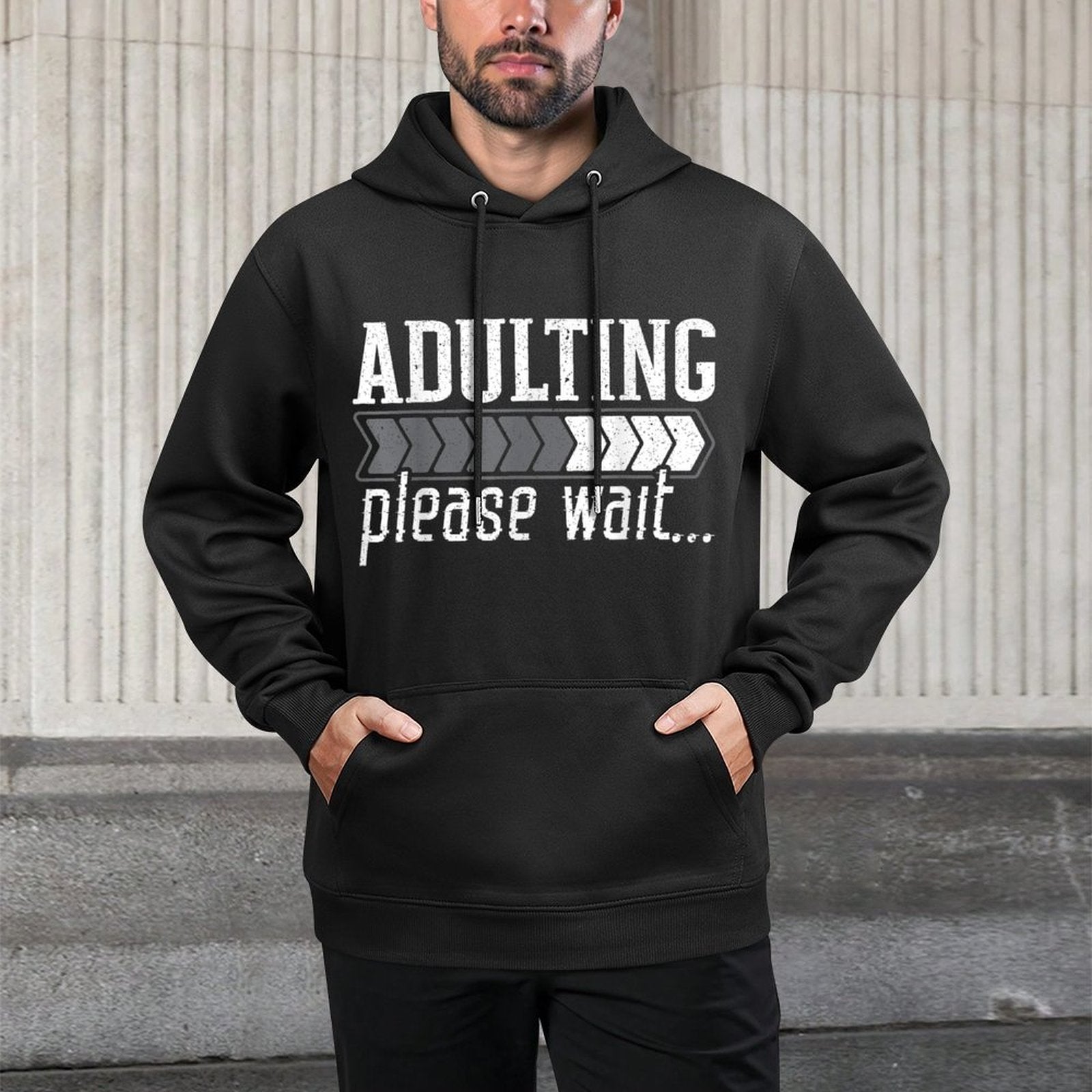 Adulting Please Wait Design Loading Happy 18th Birthday Shrink-Resistant Hoodie