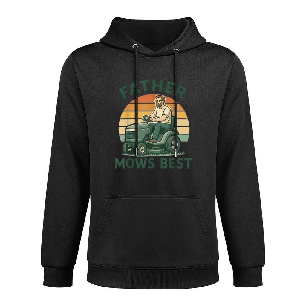 Father Mows Best Dad Fathers Day Funny Men Mowing Lawn Relaxed Fit Hoodie