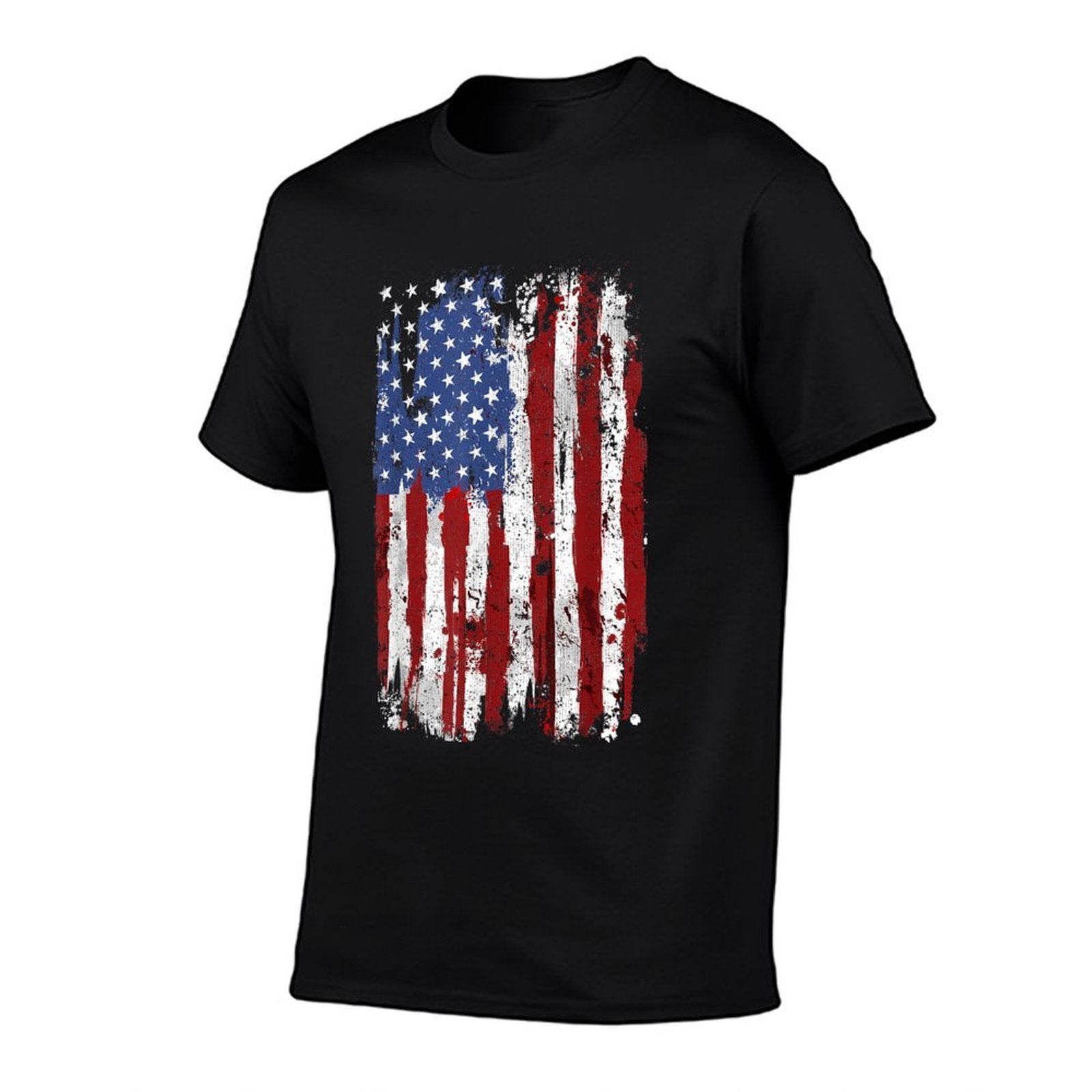 USA American United States of America 4th of July  Ribbed Collar T-Shirt
