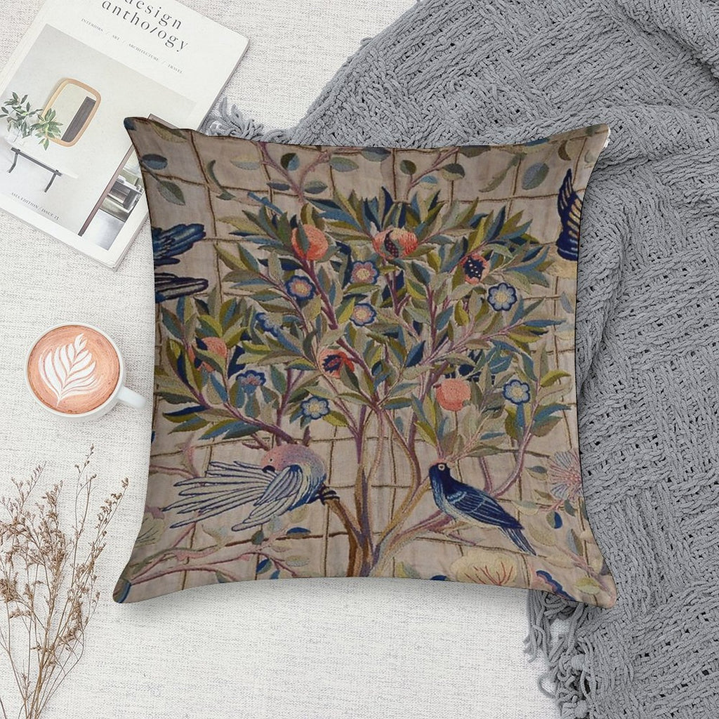 William Morris Kelmscott Trellis Embroidery Soft Durable Construction Throw Pillow