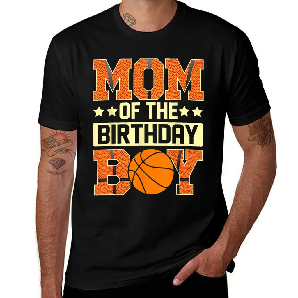 Mom Of The Birthday Boy Basketball Baller Kids  Oversized Silhouette T-Shirt