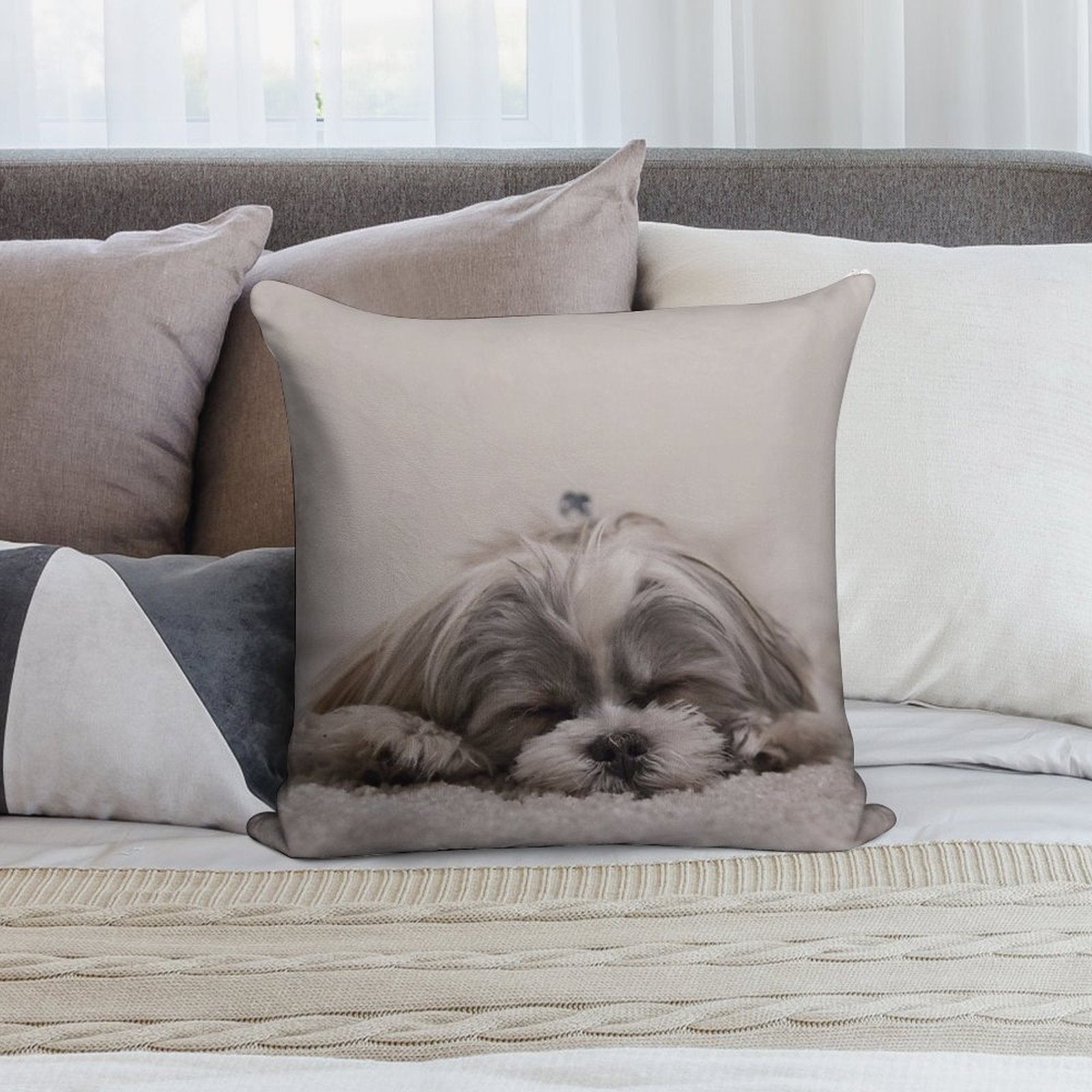 Shih Tzu Sleeping Soft Multiple Sizes Throw Pillow