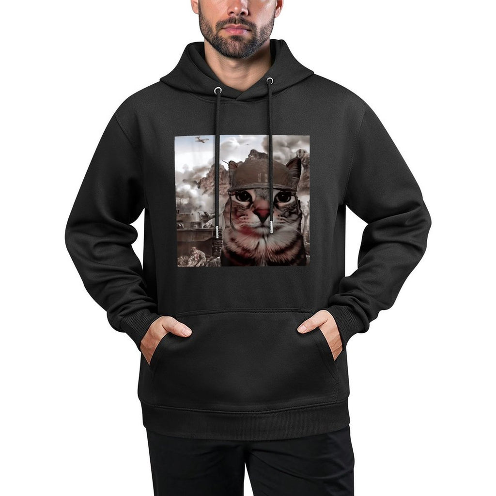Funny Gen Alpha Meme Soldier Cat Hilarious World War Joke Easy Care Hoodie
