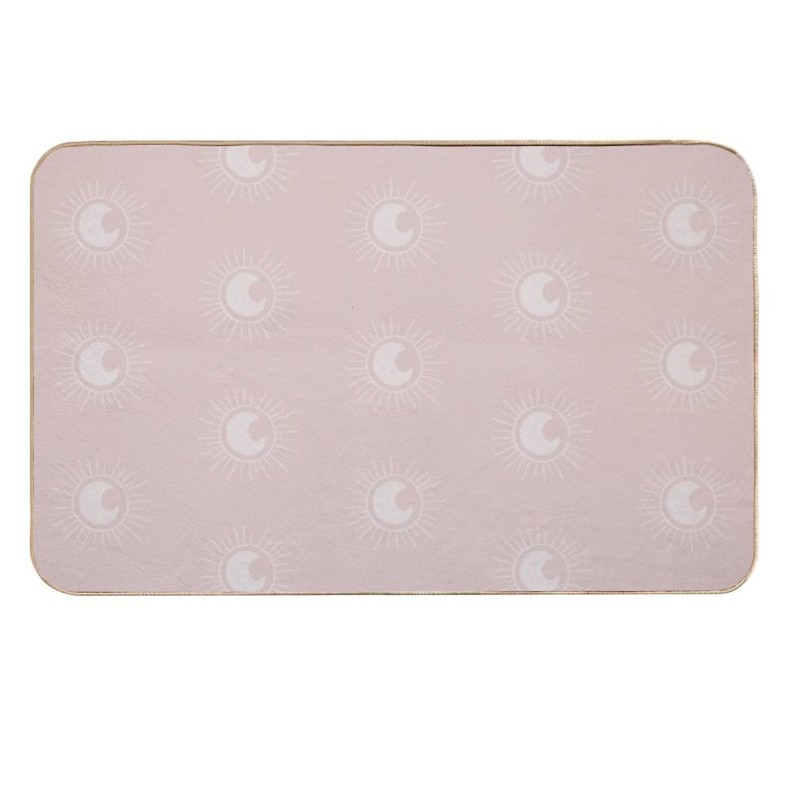 Boho Sun And Moon Pattern Bohemian Aesthetic In Muted Colors Pale Pink  High-Traffic Bath Mat