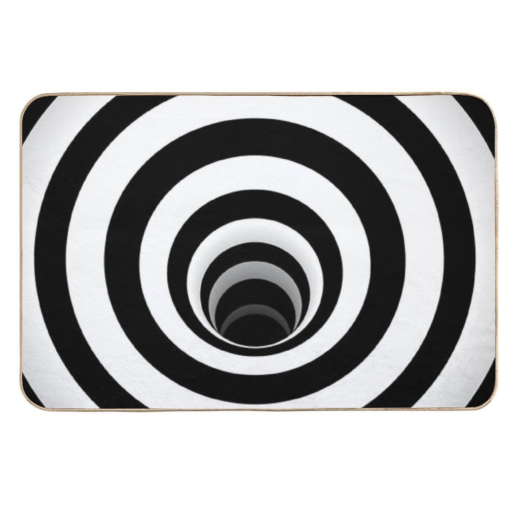 Optical Illusion Black Hole Lines (BlackWhite)  Toxin-Free Bath Mat