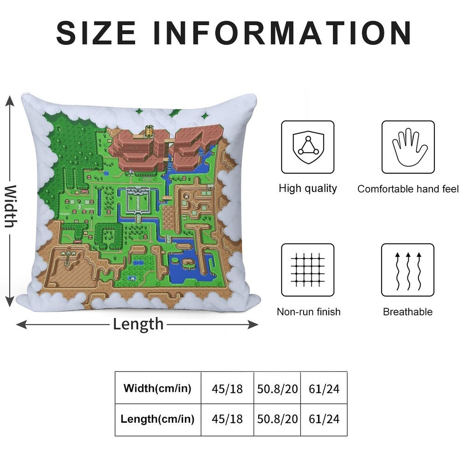 LttP World Map Soft High-Density Material Throw Pillow