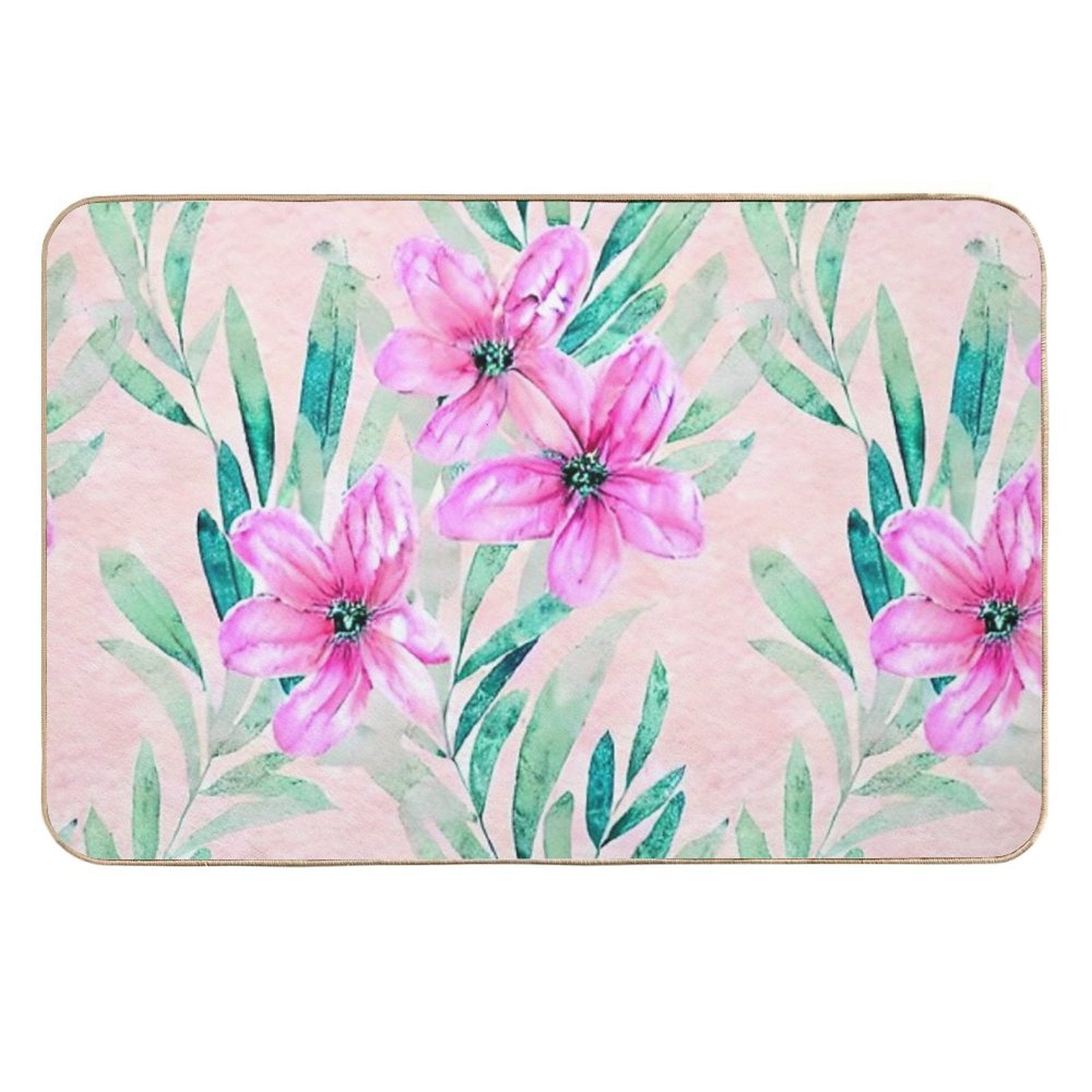Soft Watercolour Flowers with Foliage  Anti-Trip Bath Mat