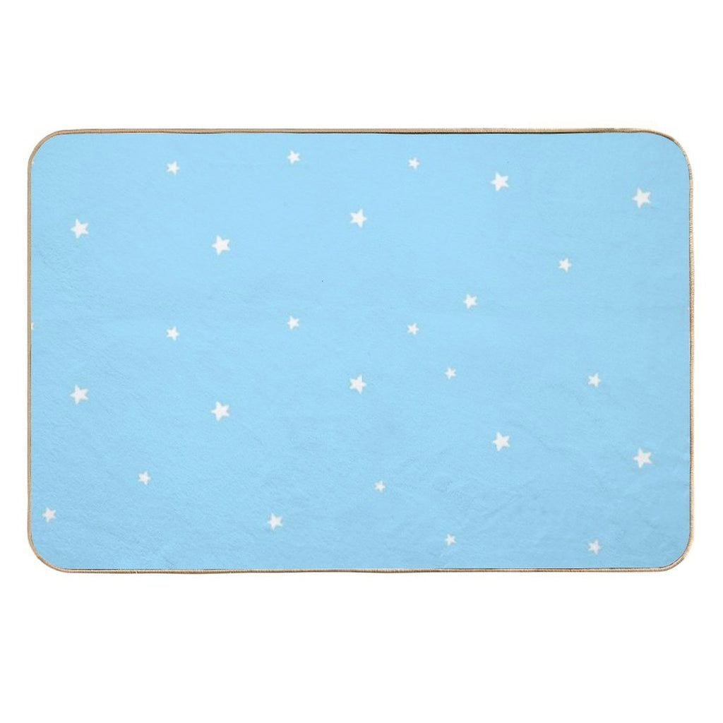 White Stars on Blue Sky Background Semaless  High-Traffic Bath Mat