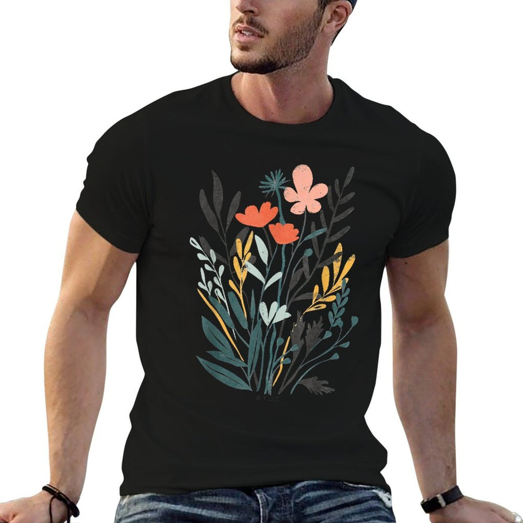Boho Style Floral Pastel Design Flowers Hipster Streetwear  Moisture-wicking T-Shirt